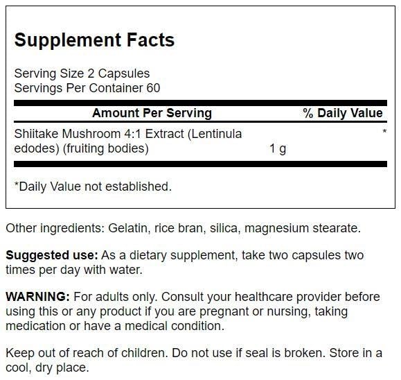Close-up of Swanson Shiitake Extract capsules for a simple daily wellness routine.