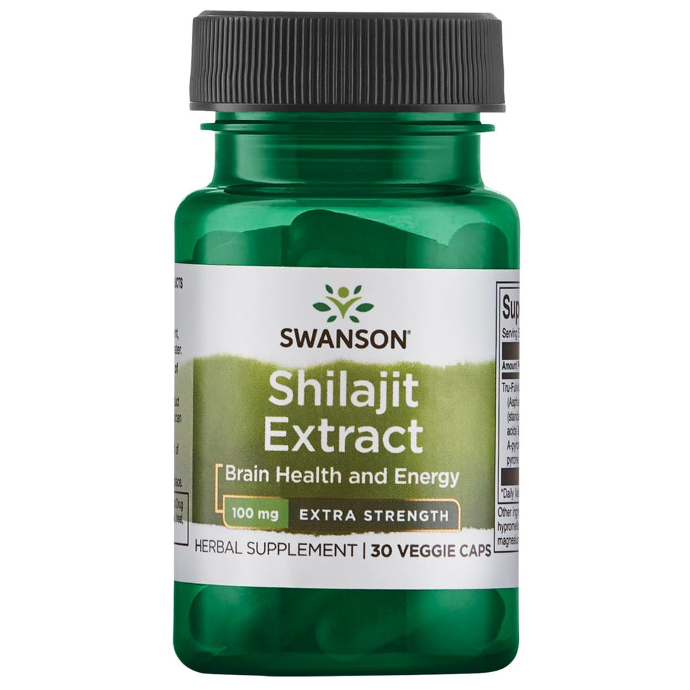 Swanson Shilajit Extract bottle with capsules for daily vegan use