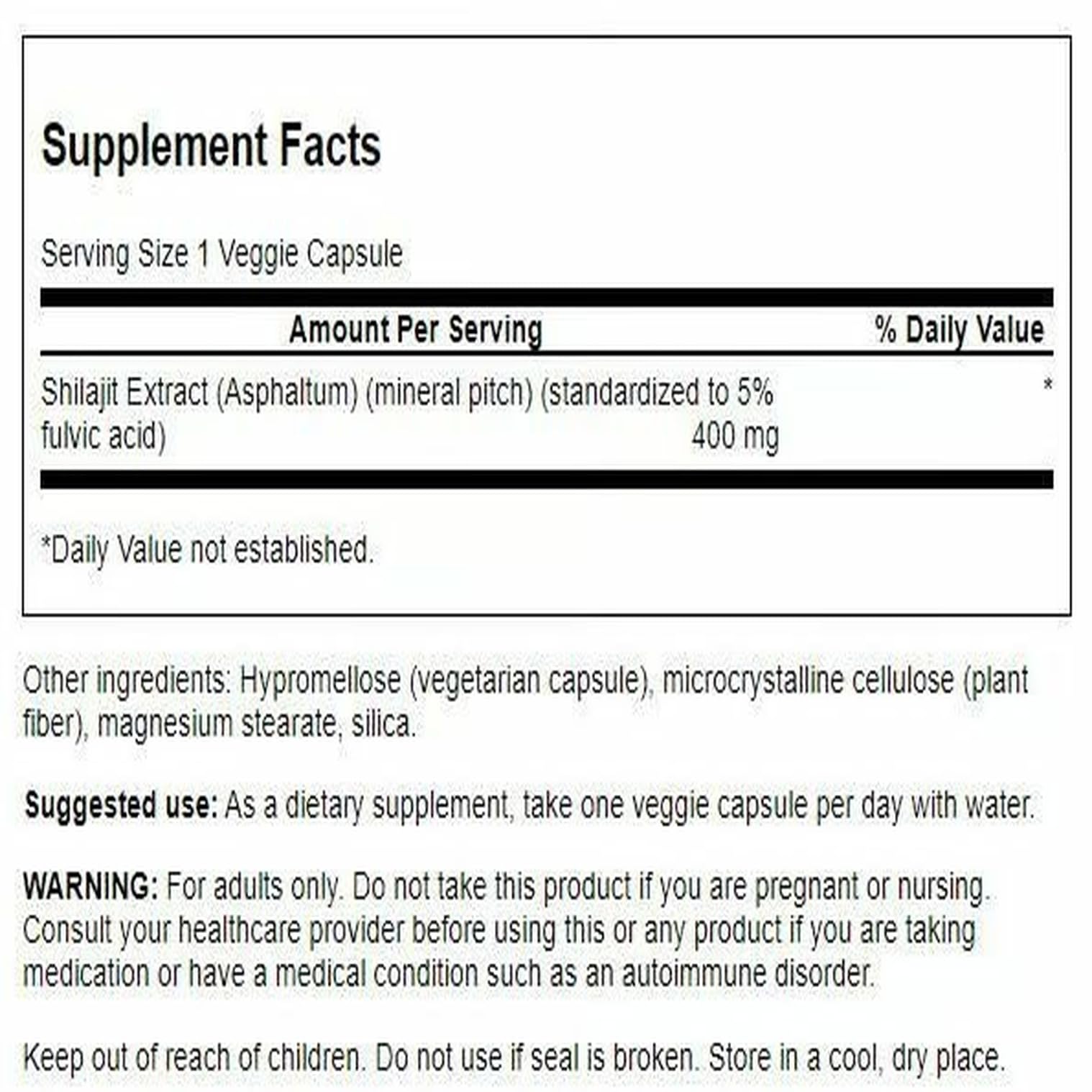 Capsules of Swanson Shilajit Extract ready for daily use