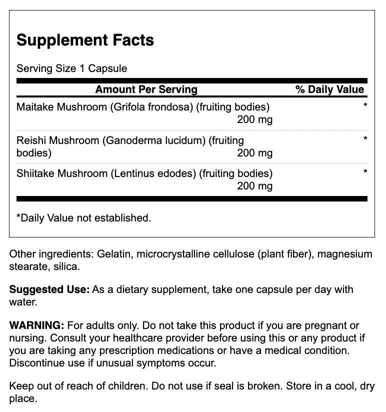 Swanson Shrooms 3-in-1 capsules ready for daily energy and mood balance