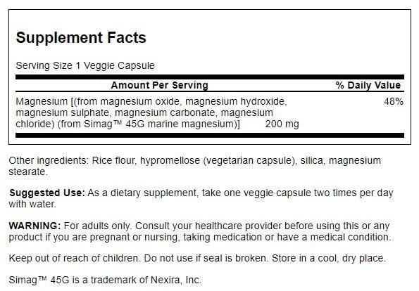 Swanson Simag Marine Magnesium bottle with capsules for neuromuscular balance.