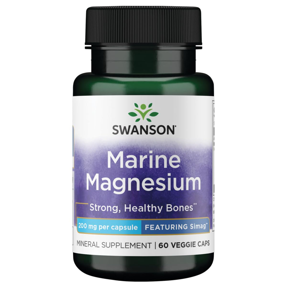Swanson Simag Marine Magnesium capsules for daily muscle and bone support.