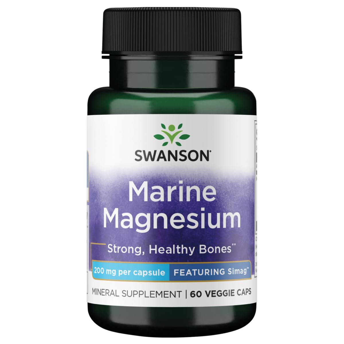 Swanson Simag Marine Magnesium capsules for daily muscle and bone support.