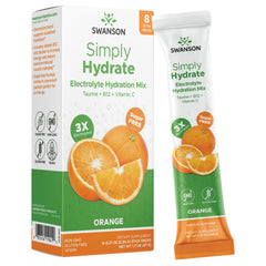 Swanson Simply Hydrate orange packet on the go helps replenish minerals during workouts.
