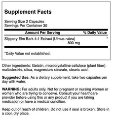 Swanson Slippery Elm Bark bottle packaging for easy daily use.