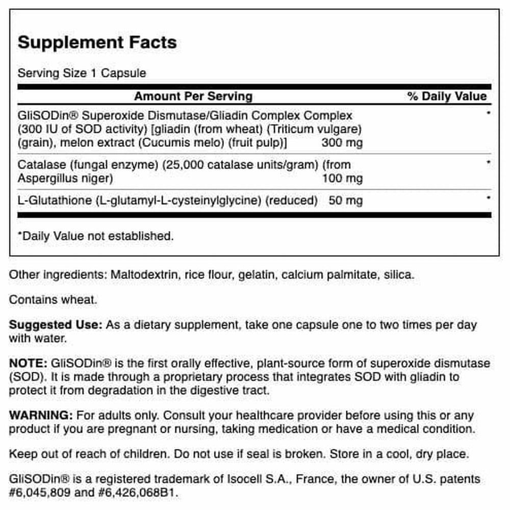 Swanson Sod Gliadin Complex bottle back detail with dosage information