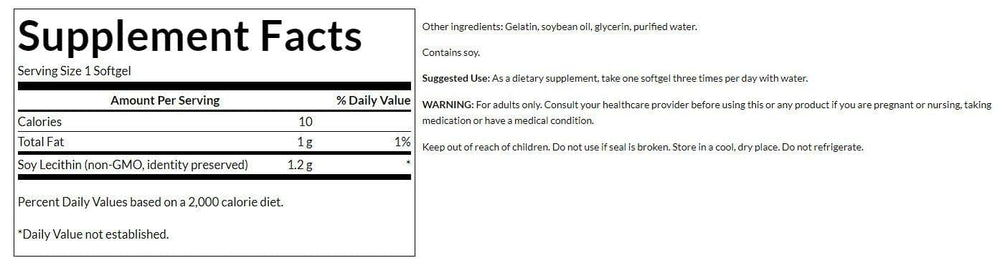 Swanson Soy Lecithin Non-GMO label highlights clean sourcing.