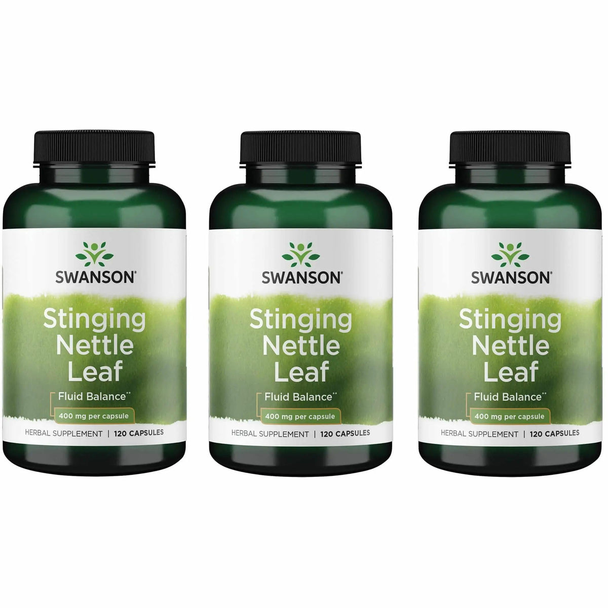 Swanson Stinging Nettle Leaf bottle with 120 capsules for daily urinary and respiratory support.