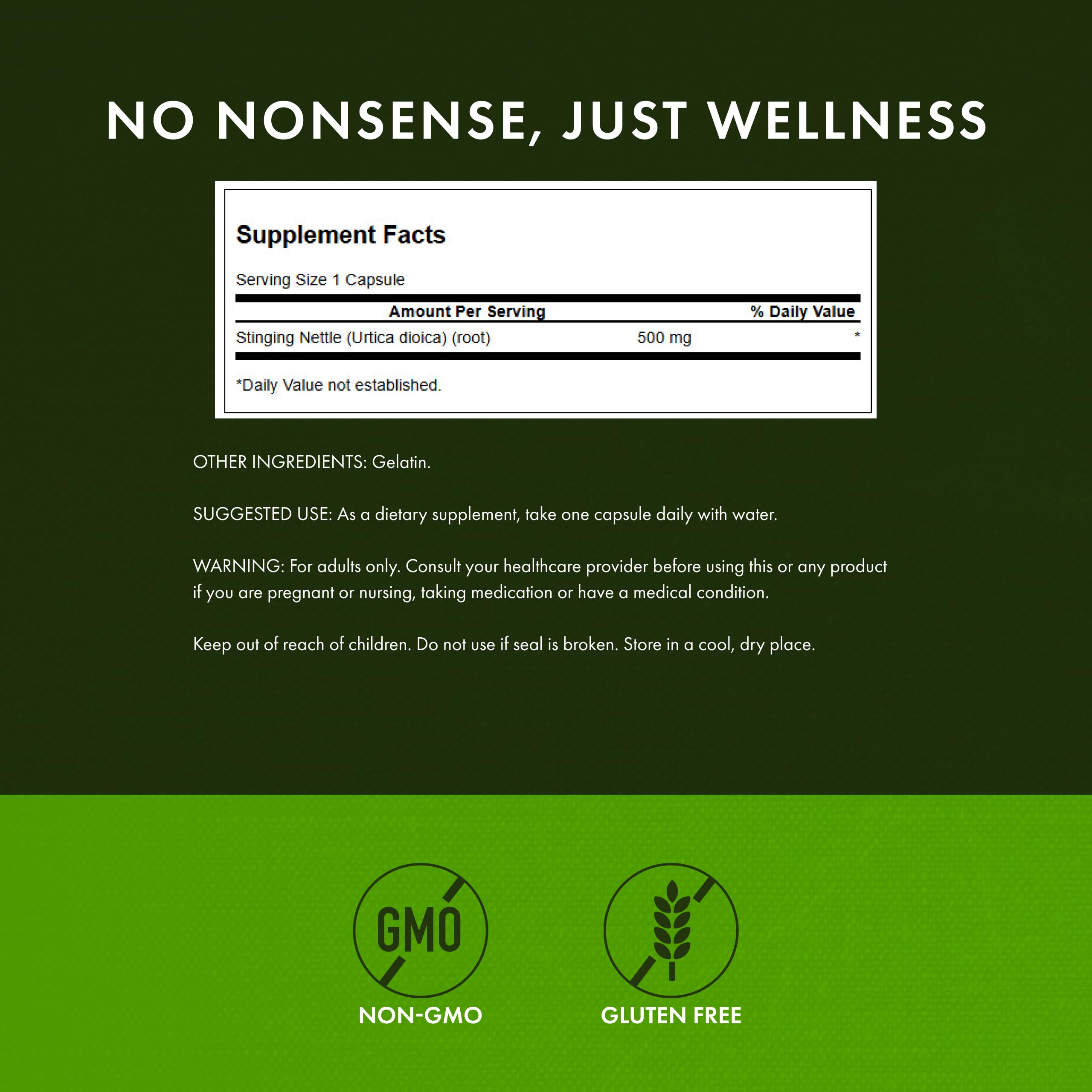 Swanson Stinging Nettle Root bottle on desk for daily wellness.