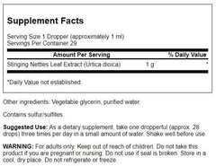 Swanson Stinging Nettles Liquid Extract dropper close-up, precise dosing in use.