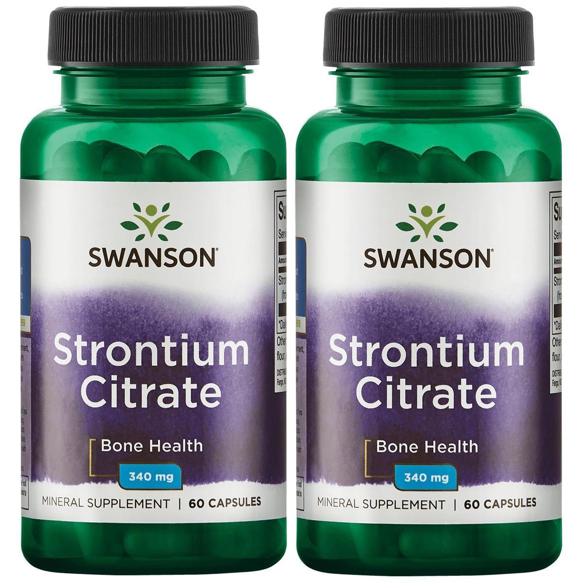 Swanson Strontium Citrate 340 mg bottle with easy-to-swallow capsules for bone support