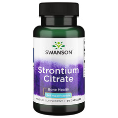 Swanson Strontium Citrate 340 mg bottle supports bone health and dental strength.