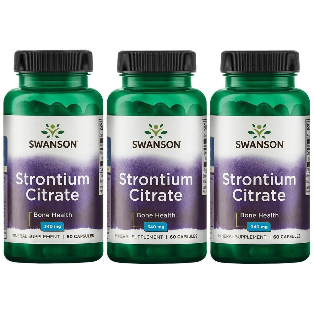 Swanson Strontium Citrate 340 mg capsule bottle highlighting bone health support