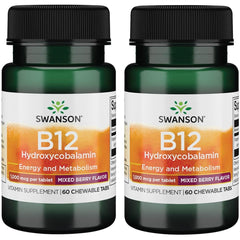 Swanson Sublingual Vitamin B-12 5 mg tabs, vegetarian, supports daily energy.