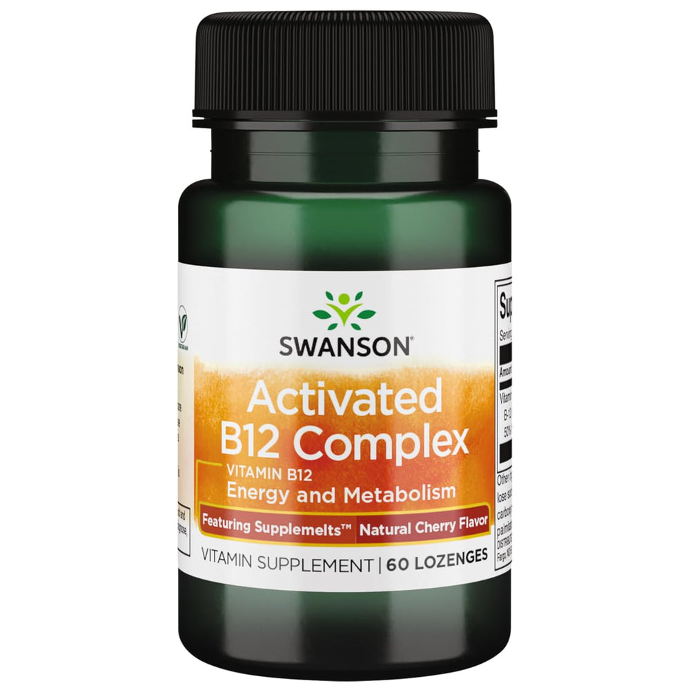 Swanson Supplemelts sublingual B-12 bottle for easy, on-the-go daily support.