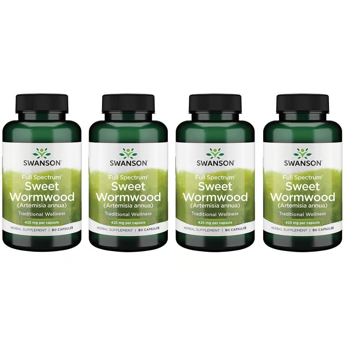 Swanson Sweet Wormwood capsules bottle front indicating daily digestive support.