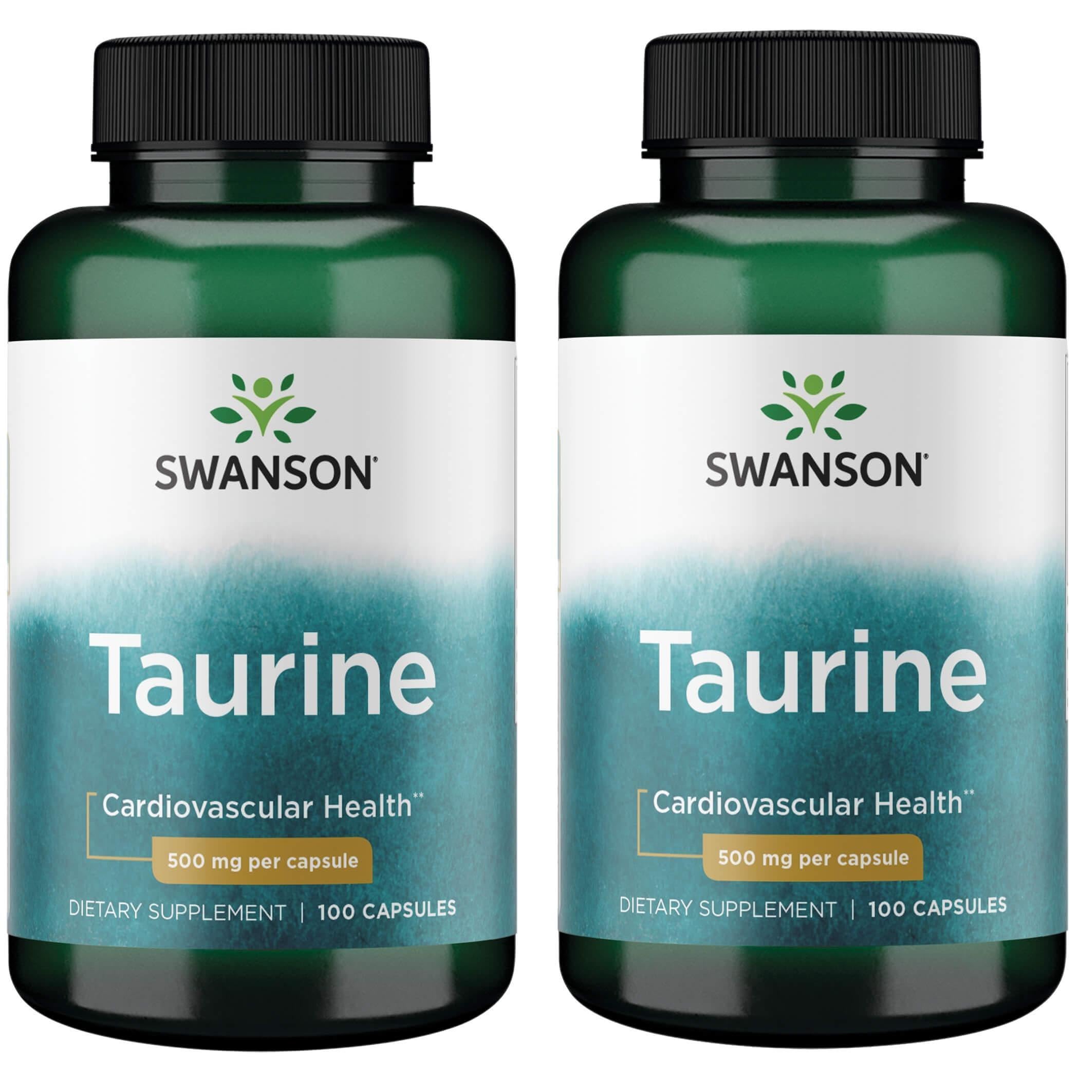 Swanson Taurine capsule 500 mg for daily energy and heart wellness.