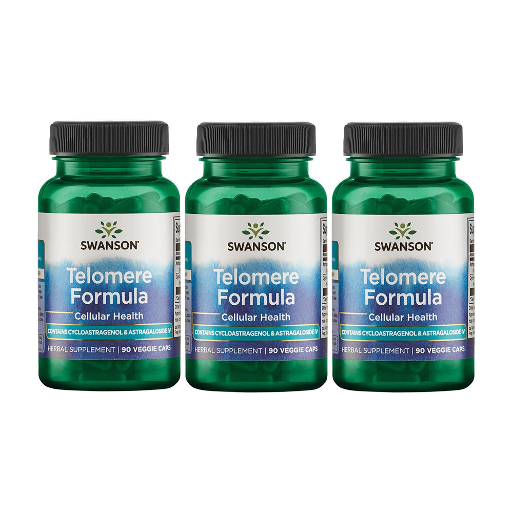Swanson Telomere Formula bottle front, science-backed cellular health support.