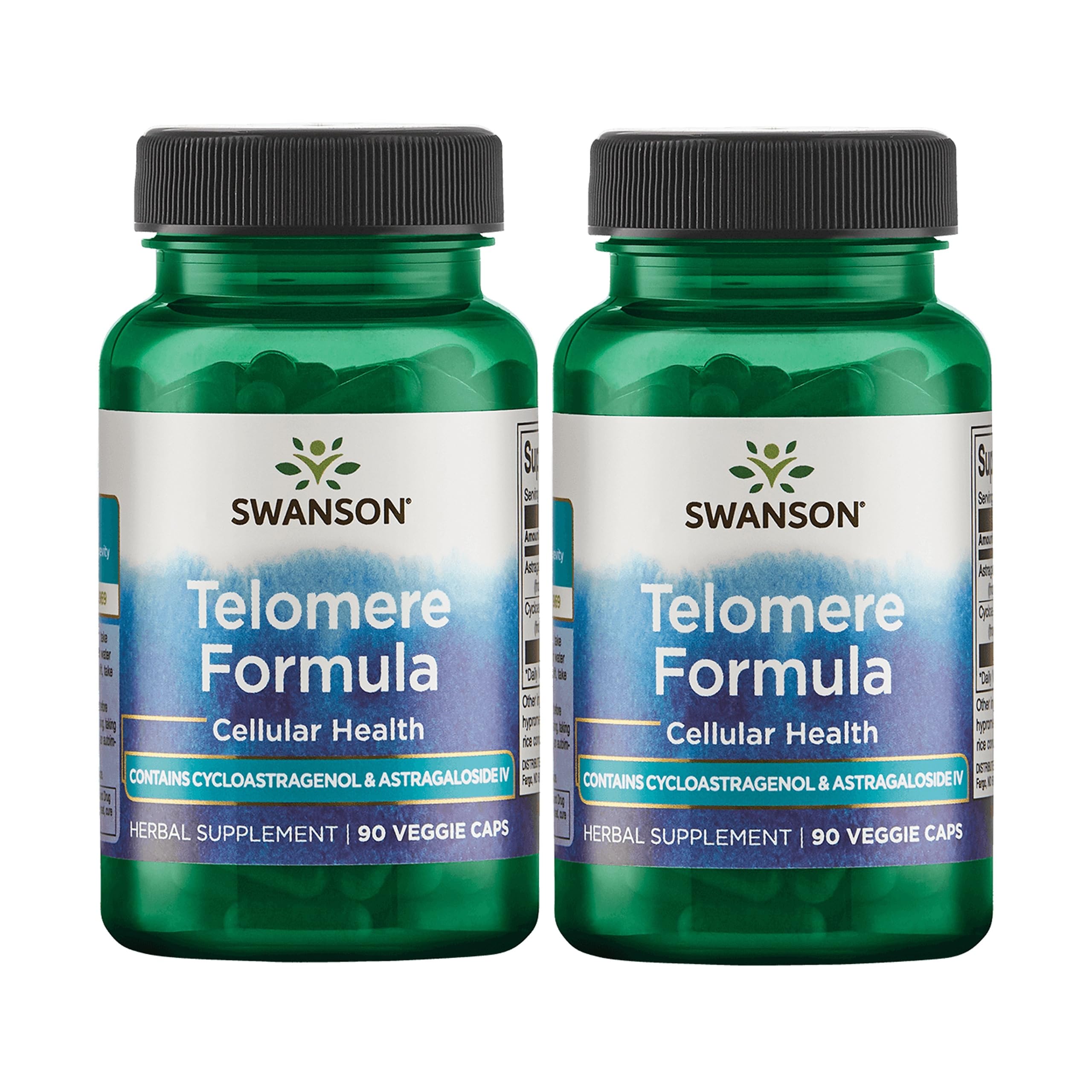 Swanson Telomere Formula capsules front view, easy daily use for potential cellular support.