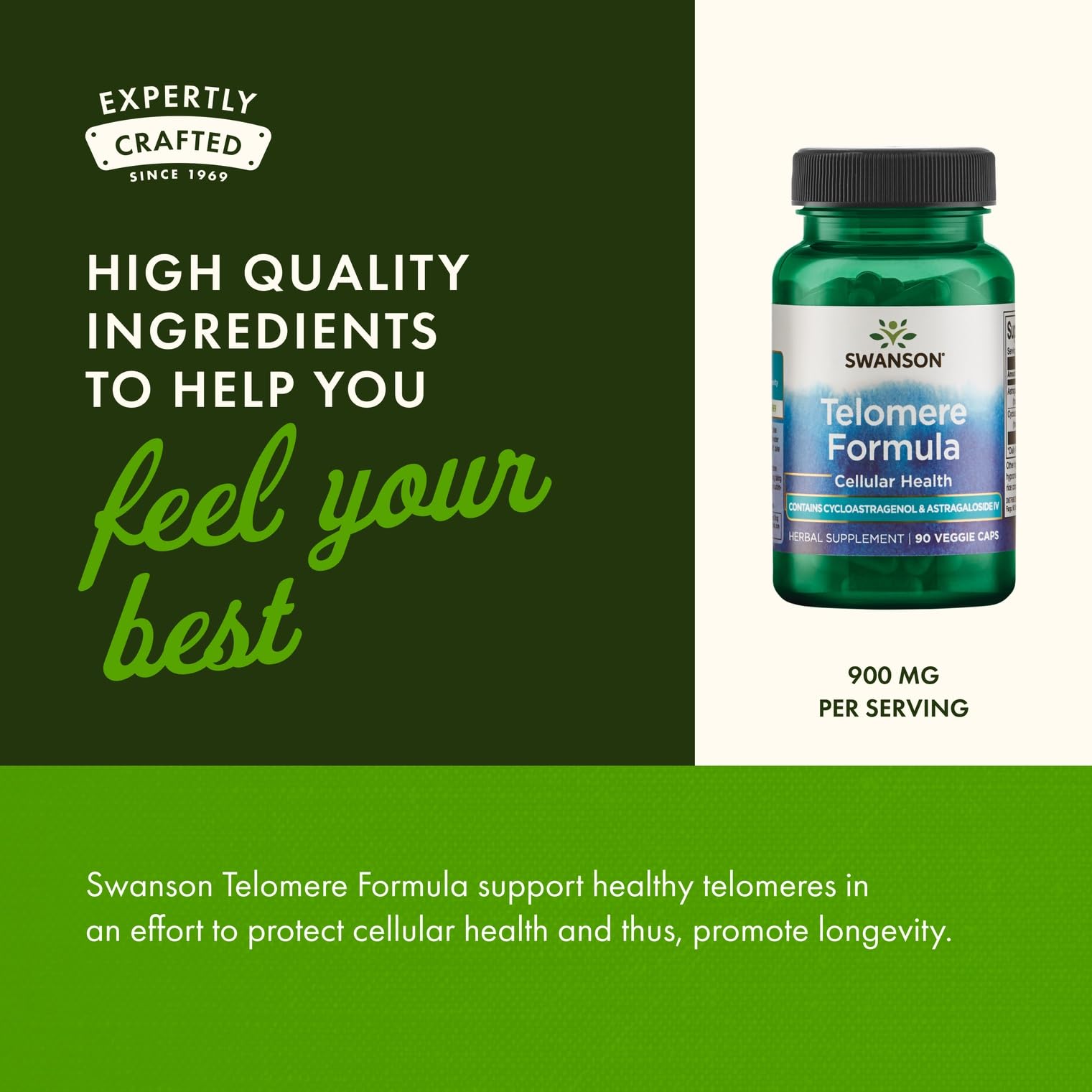Swanson Telomere Formula packaging display, showcasing a ready-to-buy option.