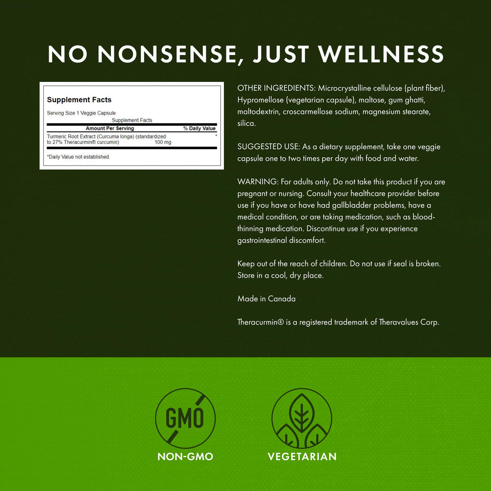 Theracurmin label detail showing 100 mg turmeric extract
