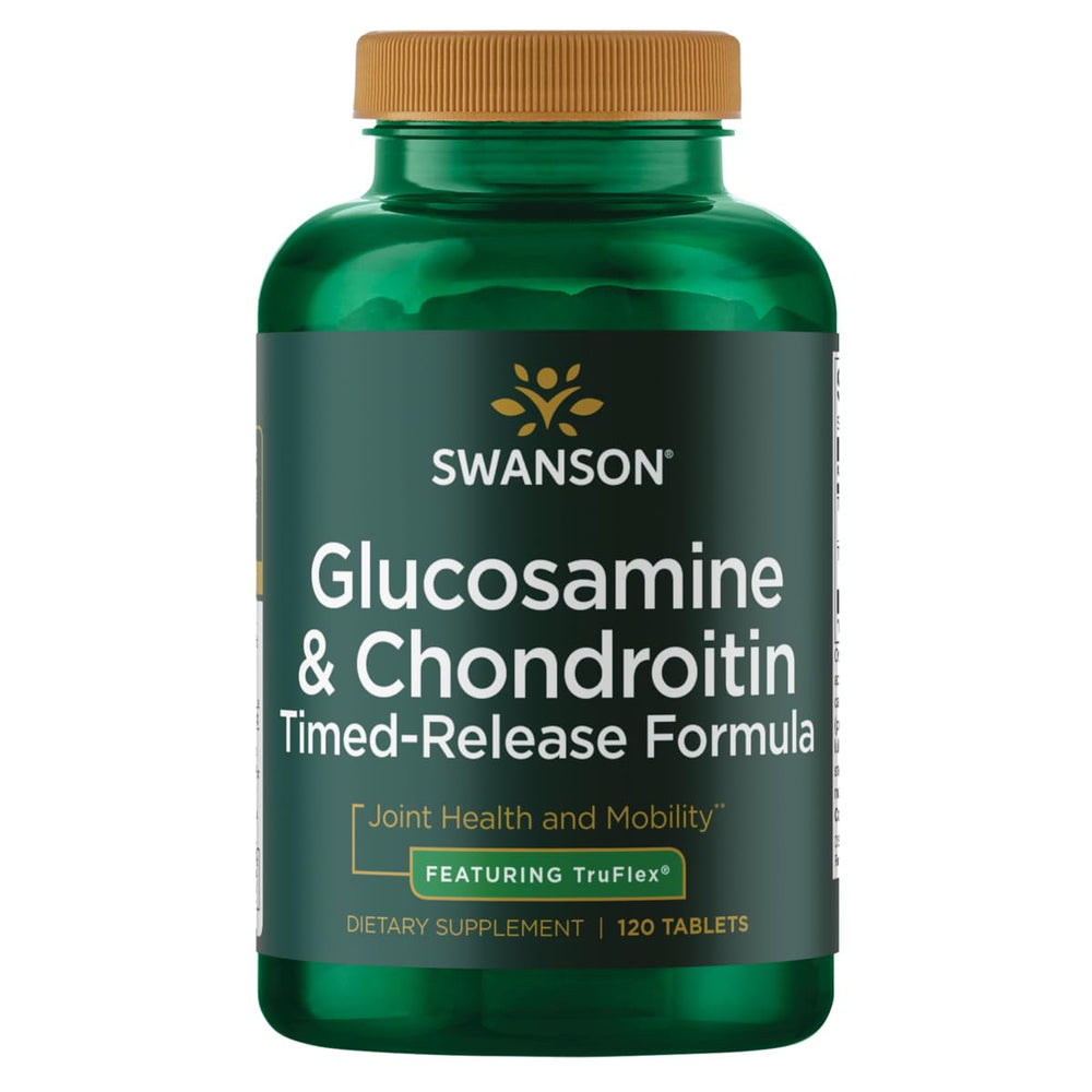 Swanson Timed-Release glucosamine and chondroitin bottle promoting joint support and mobility