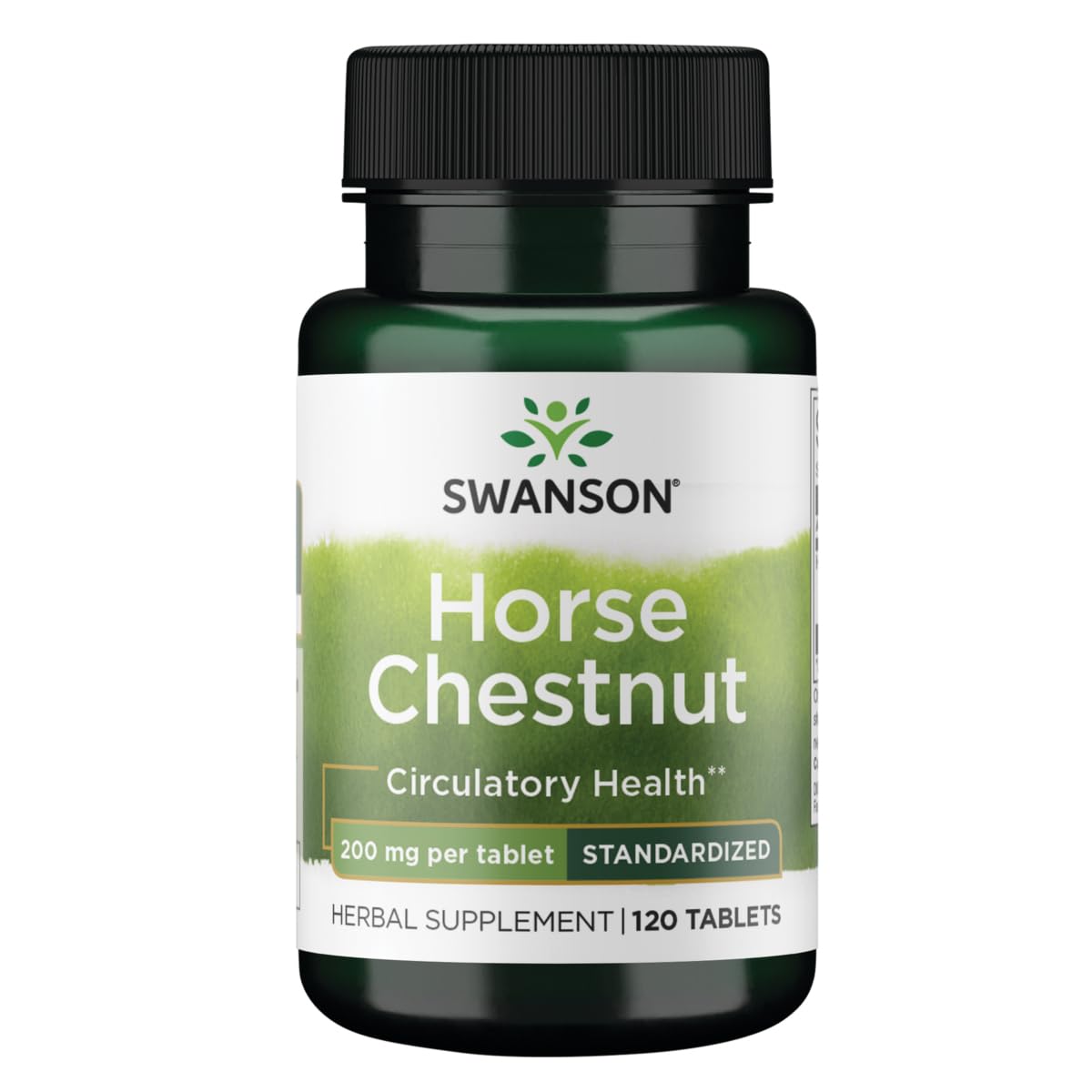 Swanson Timed-Release Horse Chestnut bottle displaying 200 mg tablets for steady release.