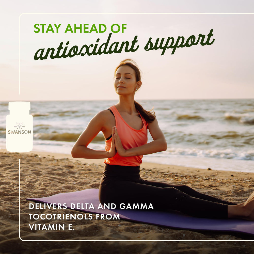 Swanson tocotrienols capsules arranged in bottle highlighting high-potency antioxidant supplement