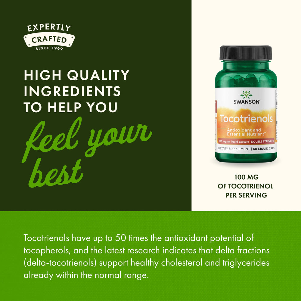 Swanson Tocotrienols capsules in hand suggest convenient daily antioxidant support