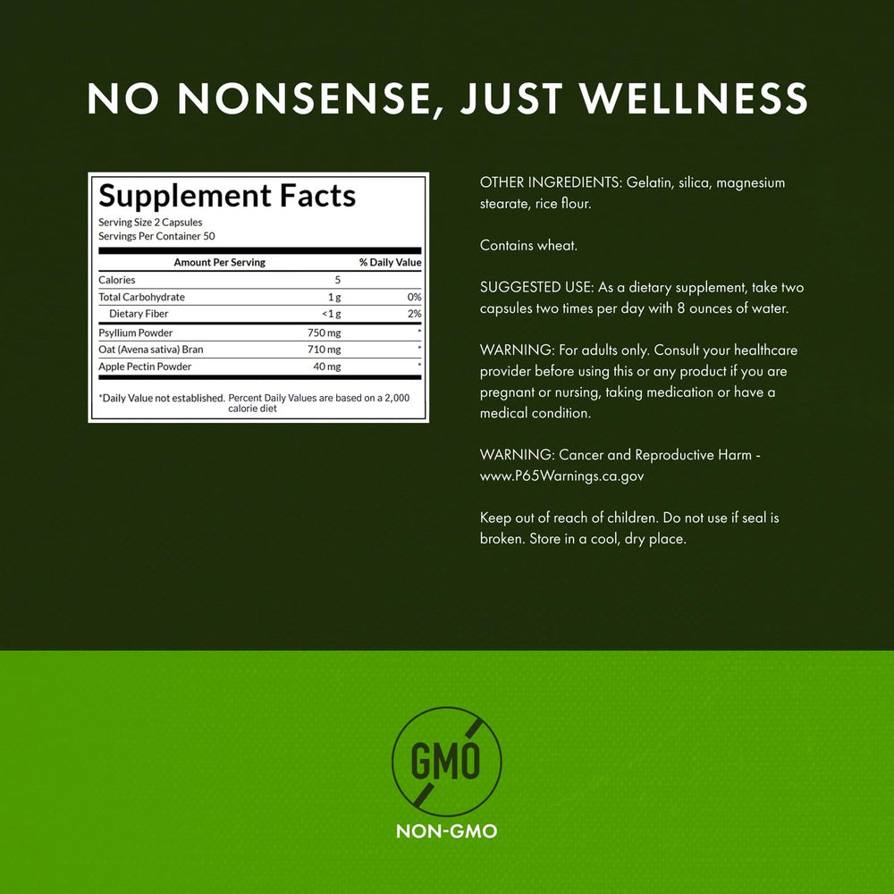 Close-up of Swanson Tri-Fiber Complex capsules highlighting natural fiber blend