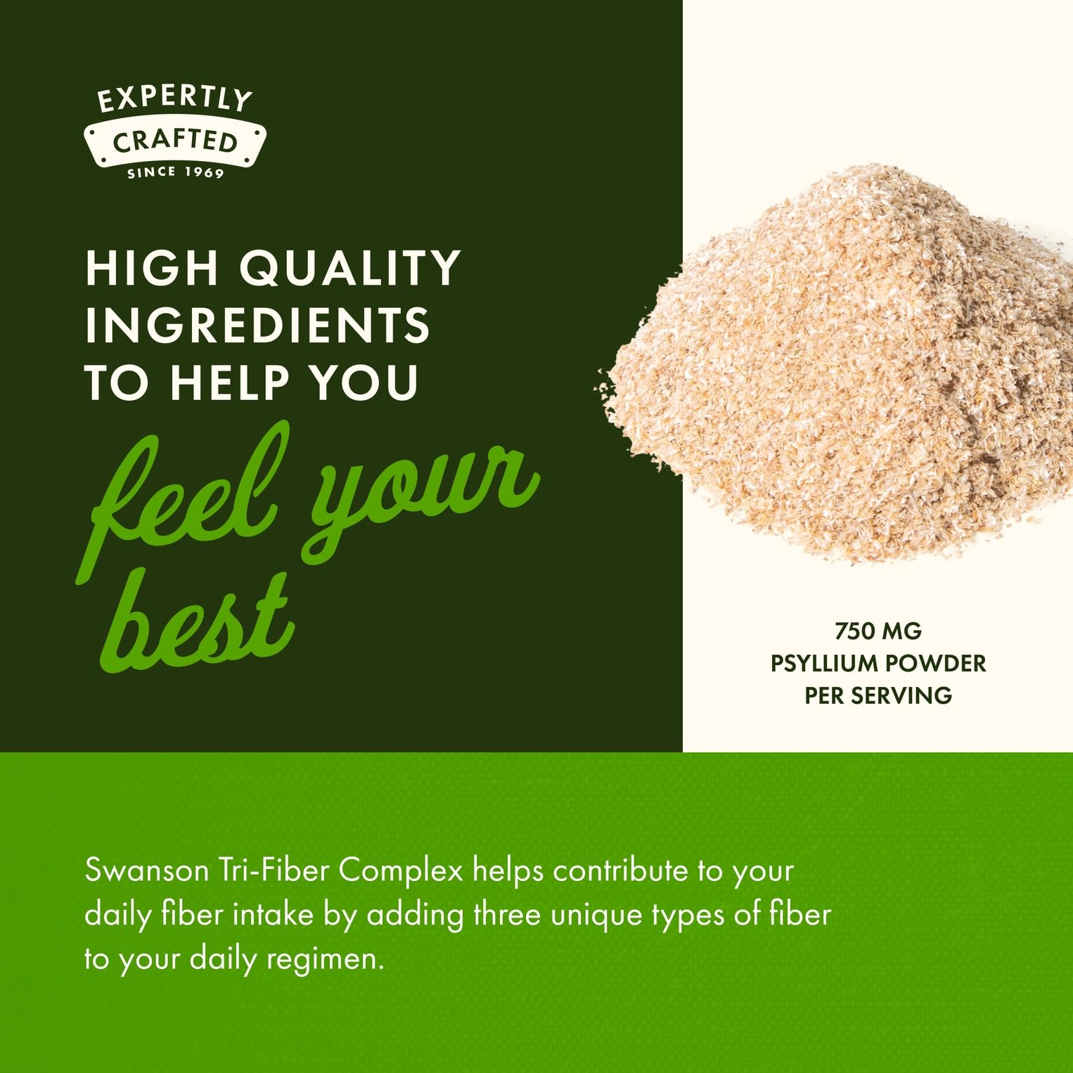 Oat bran component visible in Swanson Tri-Fiber Complex digestive blend