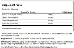 Swanson Triphala capsules close-up showing herbal cleansing-friendly formulation