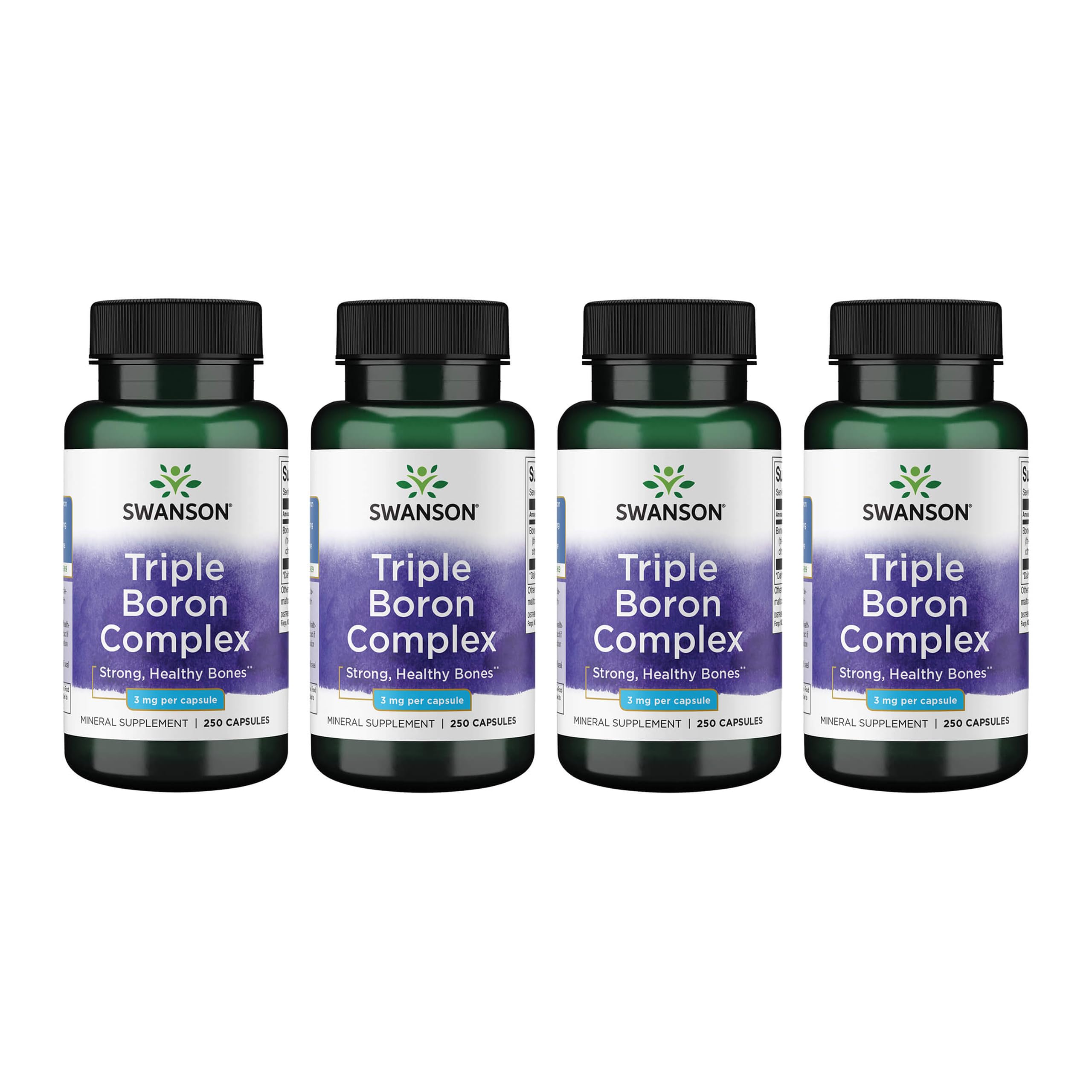 Swanson Triple Boron Complex bottle label highlighting boron forms for absorption