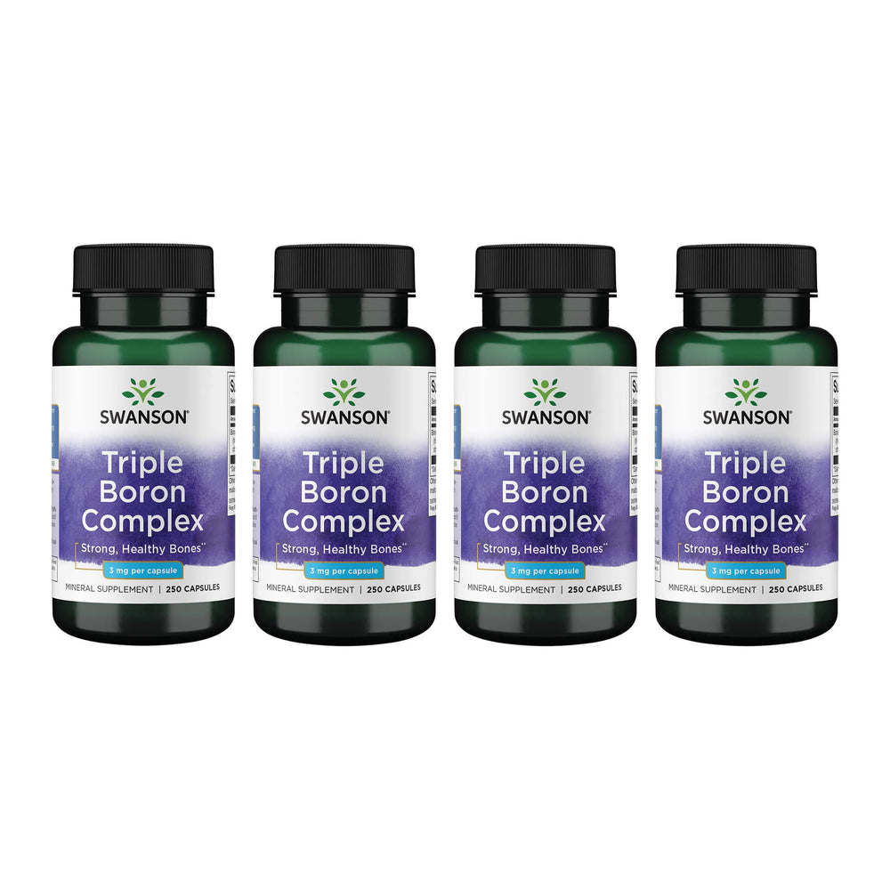 Swanson Triple Boron Complex bottle label highlighting boron forms for absorption