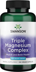 Swanson Triple Magnesium Complex, botella, apoya la función muscular diaria