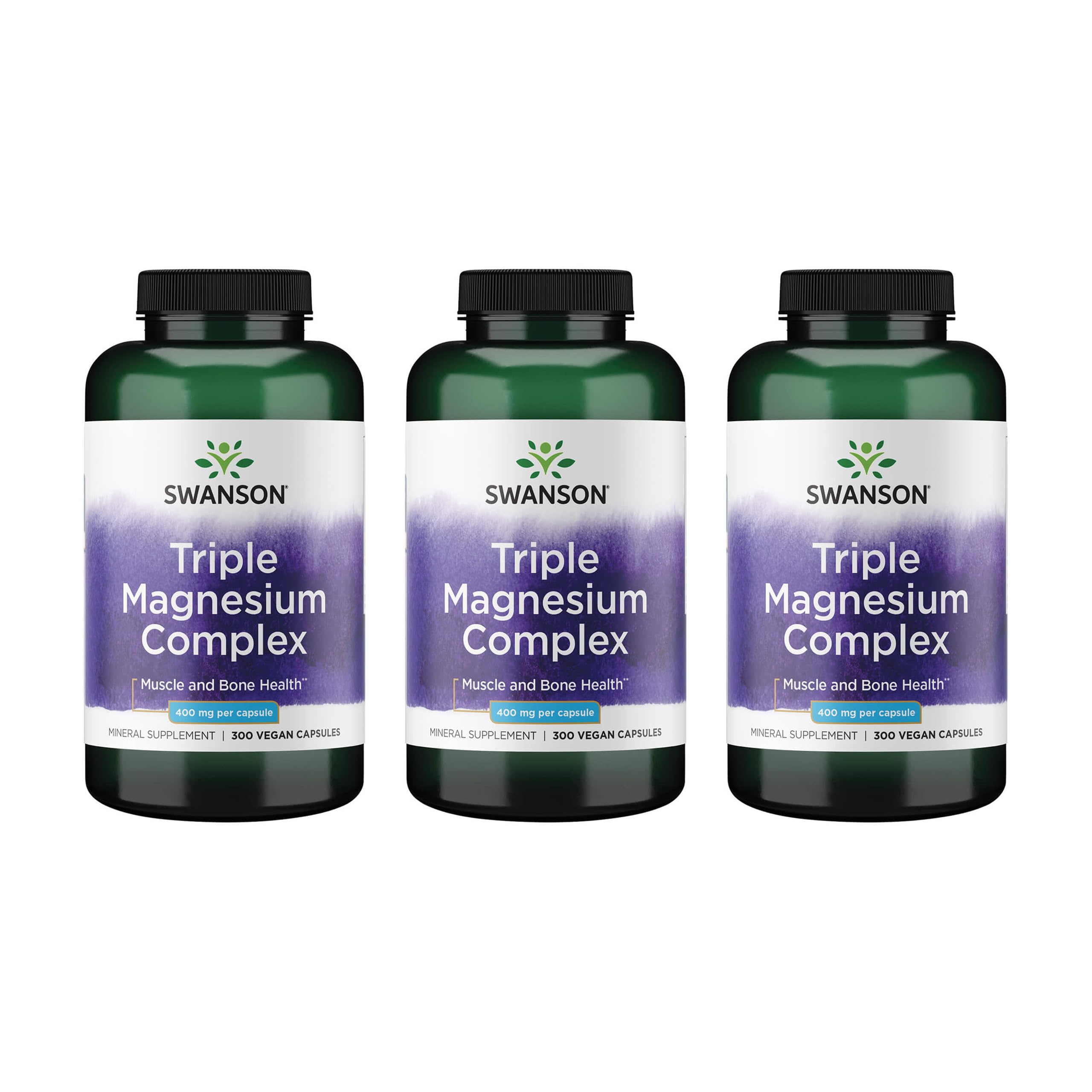 Swanson Triple Magnesium Complex bottle supports daily mineral intake for nerves and muscle function.