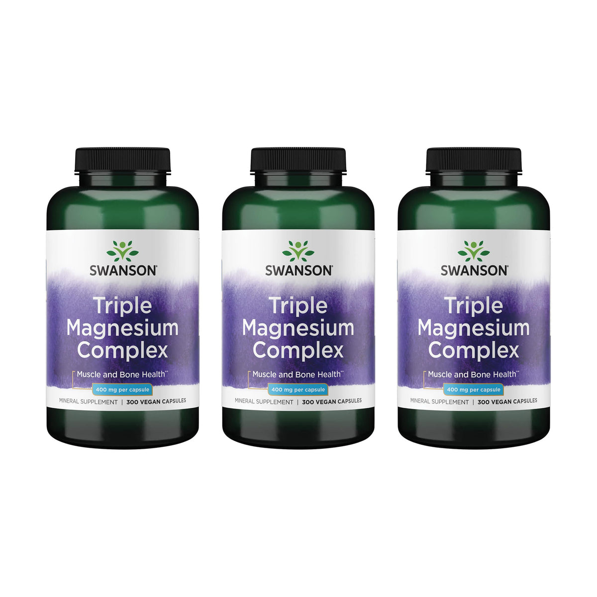 Swanson Triple Magnesium Complex bottle supports daily mineral intake for nerves and muscle function.