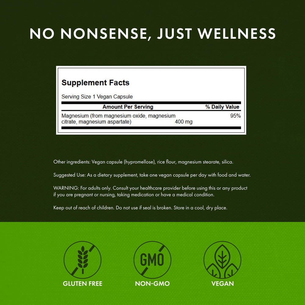 Swanson Triple Magnesium Complex capsules close-up showing small, easy-to-swallow tablets