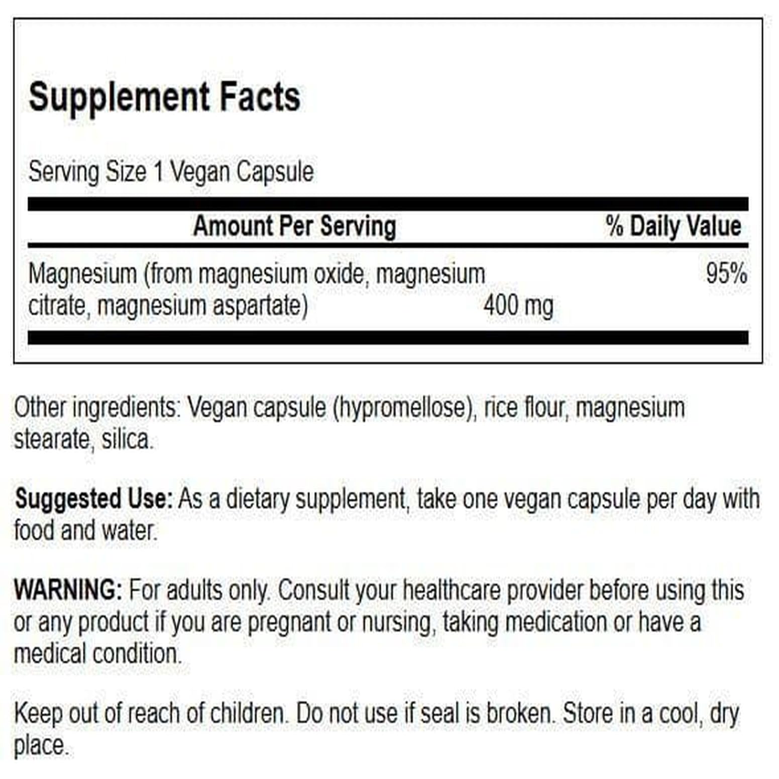 Swanson Triple Magnesium Complex capsules close-up showing diverse magnesium sources.