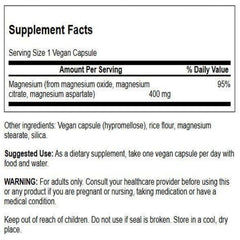 Swanson Triple Magnesium Complex capsules close-up showing diverse magnesium sources.