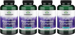 Swanson Triple Magnesium Complex frasco frontal, suplemento mineral diario para músculos y huesos