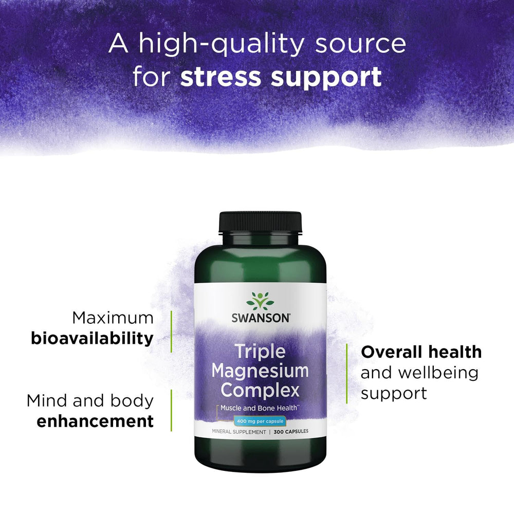 Swanson Triple Magnesium Complex pouring capsules demonstrates simple daily dosing