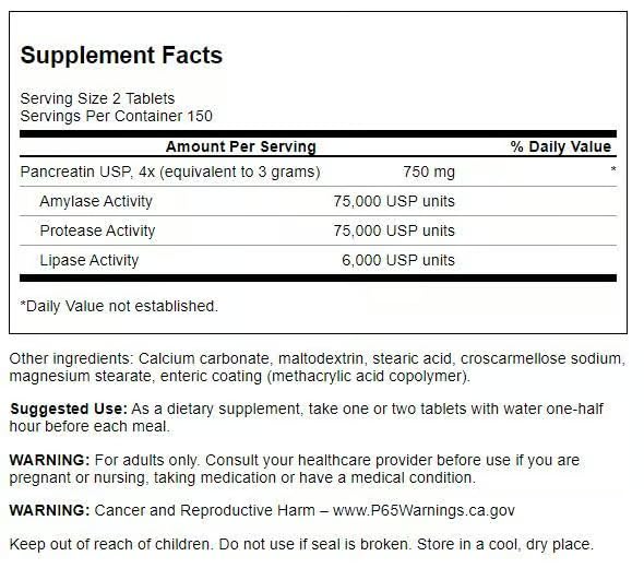 Swanson Pancreatin 4X capsules close-up showing enzyme-rich formula