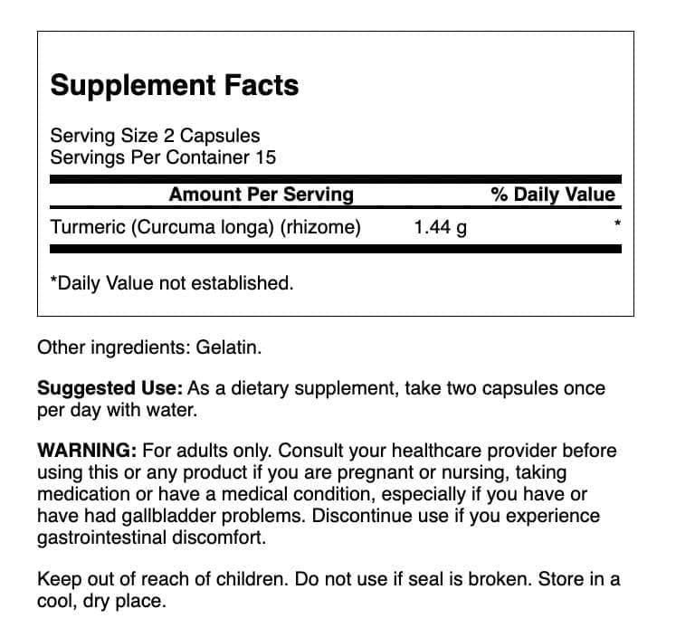 Swanson Turmeric 30-count capsules pack shown for daily wellness use.