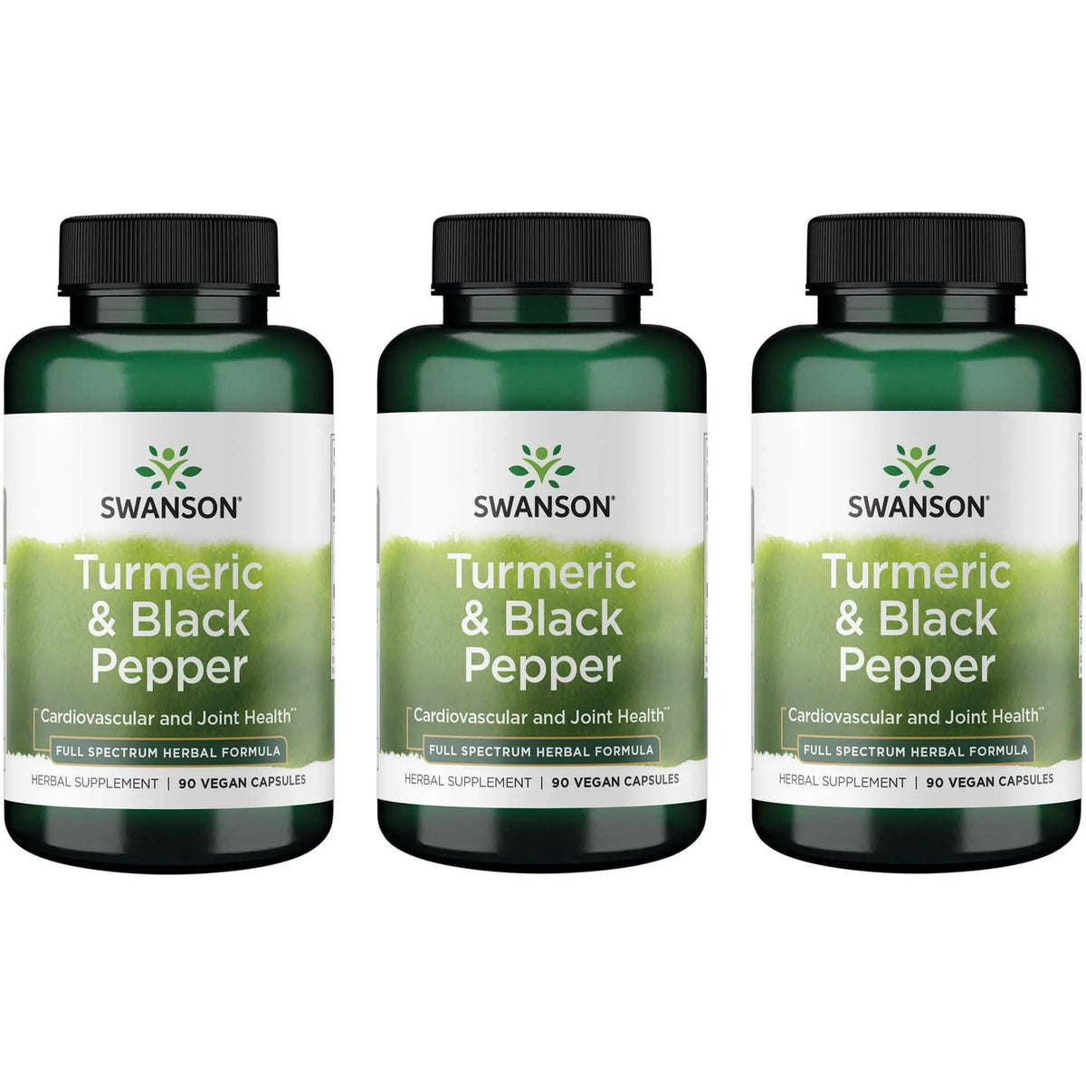 Swanson Turmeric & Black Pepper bottle with capsules for daily wellness.