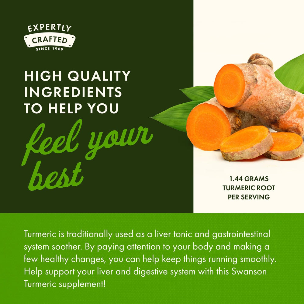 Swanson Turmeric capsules nutrition facts for serving size and count