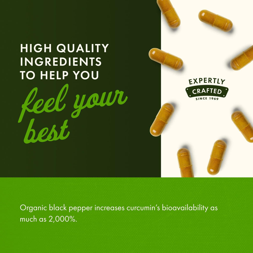 Swanson turmeric packaging box with vegan and gluten-free labeling.