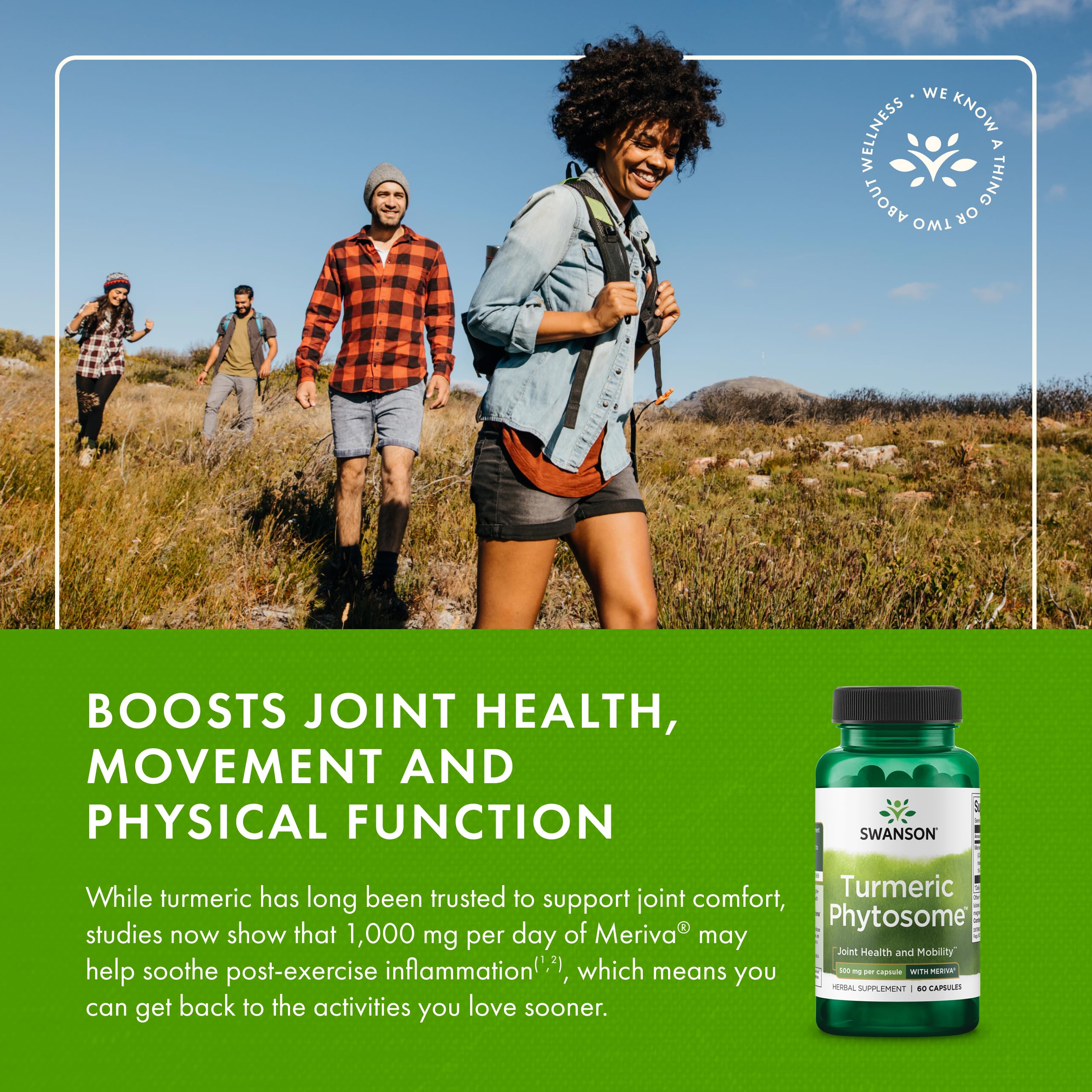 Swanson Turmeric Phytosome Meriva consumer use scene; supports daily activity.