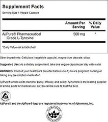 Swanson L-Tyrosine vegetarian capsules pack, convenient daily supplement for mindful energy.