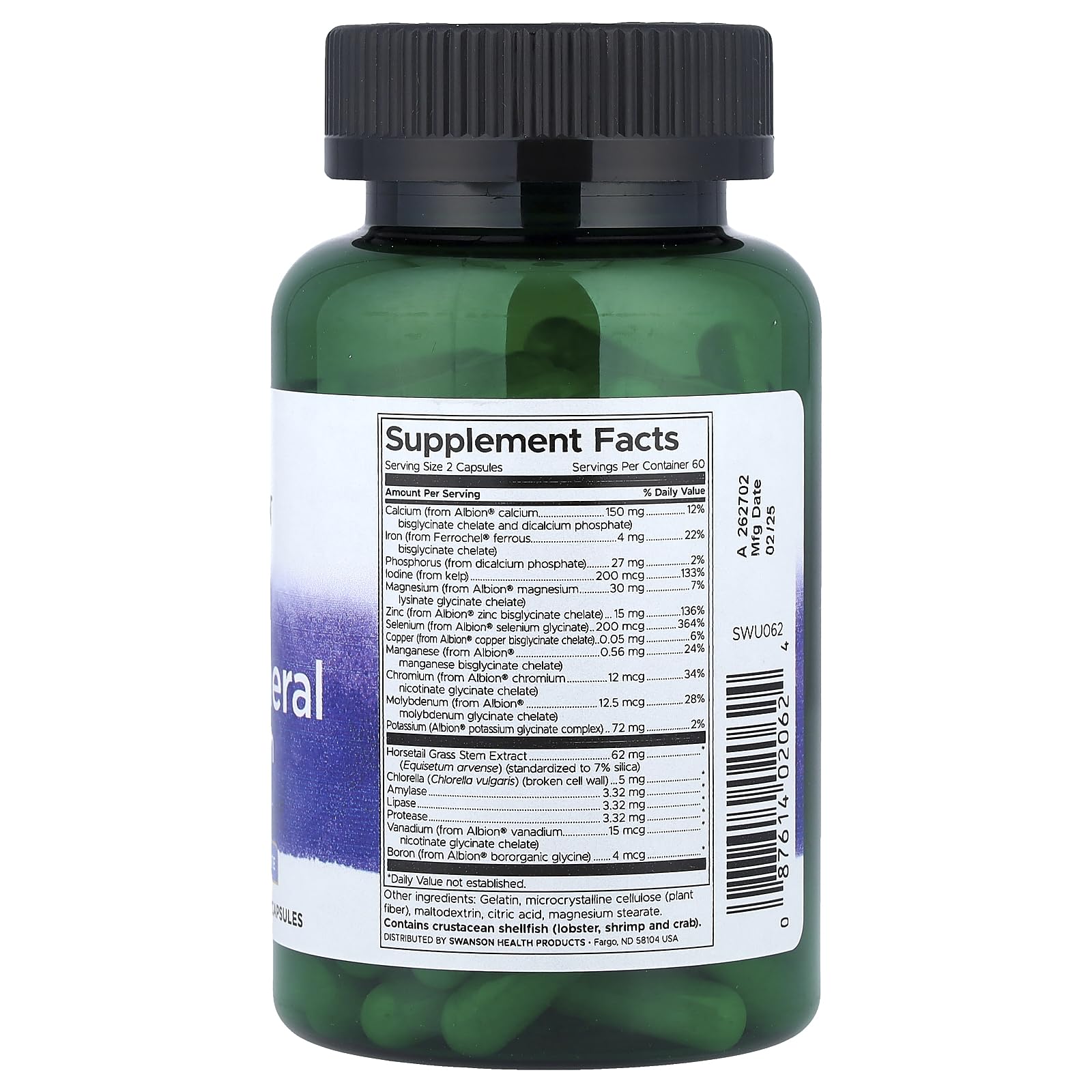 Close-up of Swanson ULT Albion Multi-MIN with Iron capsules highlighting balanced mineral intake.
